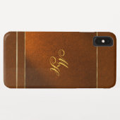 Eleganter brauner Fall mit Ihren Initialen Case-Mate iPhone Hülle (Rückseite (Horizontal))