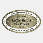 Eleganter brauner Glitzer Produktkennzeichnungen m Ovaler Aufkleber (Vorderseite)