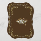 Eleganter brauner, Gold & Diamonds grad Hat & Fram Einladung (Vorne/Hinten)