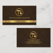 Eleganter brauner Grunge Gold Paint Brush Visitenkarte (Vorne/Hinten)