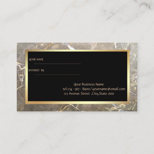 Eleganter brauner Marmorstein, Referenzkarte Empfehlungskarte (Rückseite)