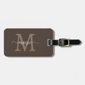 Eleganter brauner Mocha-Monogramm-Initial-Schriftn Gepäckanhänger (Vorderseite horizontal)