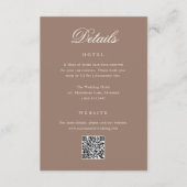 Eleganter Brauner Romantischer QR-Code Hochzeit Begleitkarte (Vorderseite)