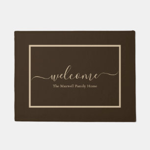 Eleganter brauner Taupe-Script Familienname willko Fußmatte
