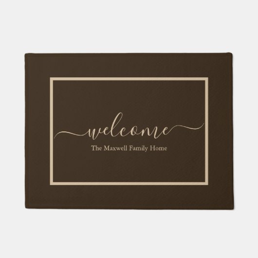 Eleganter brauner Taupe-Script Familienname willko Fußmatte (Vorderseite)