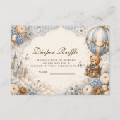 Eleganter Brauner und Blauer Bär Windel-Raffle Begleitkarte (Vorderseite)