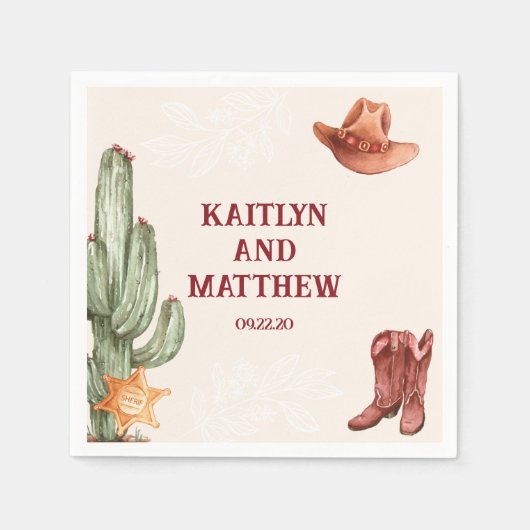 Eleganter brauner Western rustikale Hochzeit Serviette (Vorderseite)