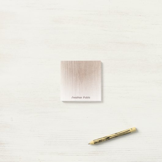 Eleganter Braunholz-Look kreativer gestörter Text Post-it Klebezettel (Auf Schreibtisch)