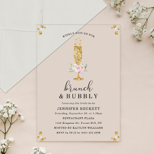Eleganter Braut-Shower-Brunch & Sekt Acryleinladungen