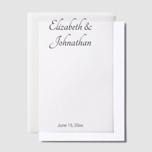 Eleganter Bräutigam mit weißen und schwarzen Skrip Pergament Einladungen (Versetzt)