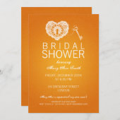 Eleganter Brautparty-Key für mein Herz Orange Einladung (Vorne/Hinten)