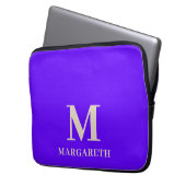 Eleganter Bright Blue Monogram Laptop Sleeve (Vorderseite Links)