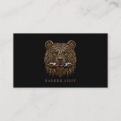 Eleganter Bronze-Bär-Friseursalon-QR-Code Visitenkarte (Vorderseite)