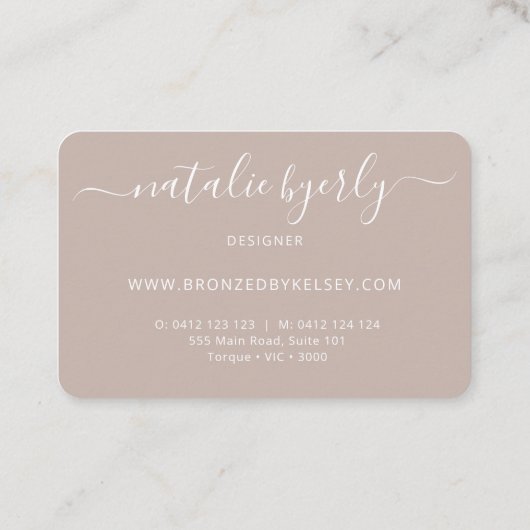 Eleganter Bronze- und Script-Schriftart Visitenkarte (Rückseite)