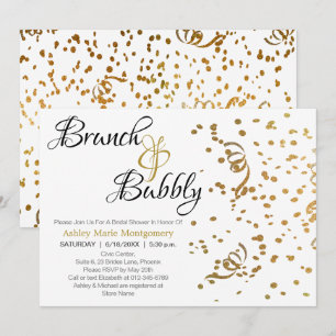 Eleganter Brunch-Bubbly-Brautabschied mit goldenem Einladung
