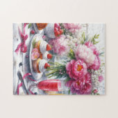 Eleganter Brunch mit Pastrien und Peonies Puzzle (Horizontal)