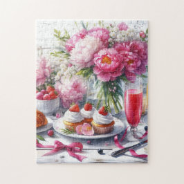 Eleganter Brunch mit Pastrien und Peonies Puzzle