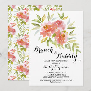 Eleganter Brunch und sprudelnde florale Brautparty Einladung