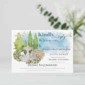 Eleganter Brunnen Blume taubt Hochzeitsturm RSVP Karte (Stehend Vorderseite)