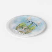 Eleganter Brunnen | Blume taucht Hochzeit Luxus Pappteller (Schrägansicht)