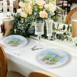 Eleganter Brunnen | Blume taucht Hochzeit Luxus Pappteller