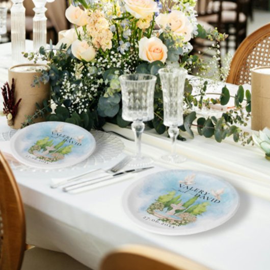 Eleganter Brunnen | Blume taucht Hochzeit Luxus Pappteller