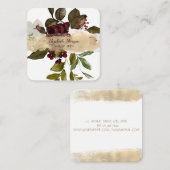 Eleganter Brush Stroke, Burgund-Blume Quadratische Visitenkarte (Vorne/Hinten)