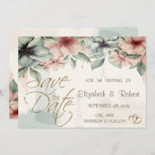 Eleganter Brush Stroke, floral Save the Date (Vorne/Hinten)