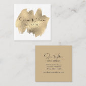 Eleganter Brush Stroke White Gold Minimalistisch Quadratische Visitenkarte (Vorne/Hinten)