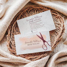 Eleganter Brush Strokes Rose Gold Haare Stylist Visitenkarte