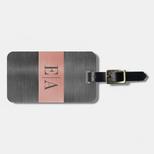 Eleganter Brushed Metal Script Monogram Gepäckanhä Gepäckanhänger (Vorderseite horizontal)