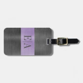 Eleganter Brushed Metal Script Monogram Gepäckanhä Gepäckanhänger (Vorderseite horizontal)