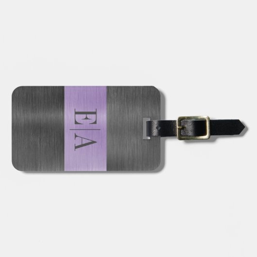 Eleganter Brushed Metal Script Monogram Gepäckanhä Gepäckanhänger (Vorderseite horizontal)