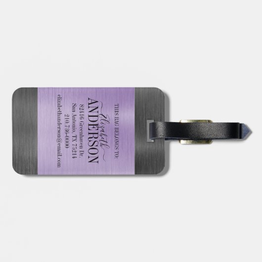 Eleganter Brushed Metal Script Monogram Gepäckanhä Gepäckanhänger (Rückseite horizontal)