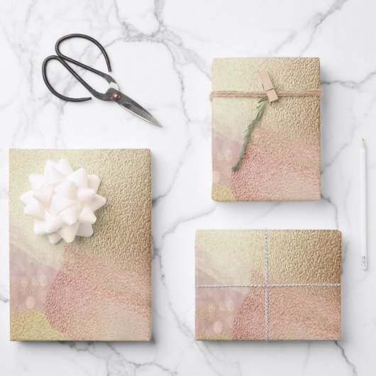 Eleganter Brushed Rose-Gold Bokeh Holiday Geschenkpapier Set (Vorderseite)