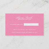 Eleganter Bubblegum rosa beruflicher Haar-Stylist Visitenkarte (Rückseite)