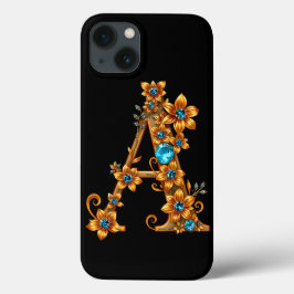 Eleganter Buchstabe A Dekoriert mit goldenen Blume Case-Mate iPhone Hülle
