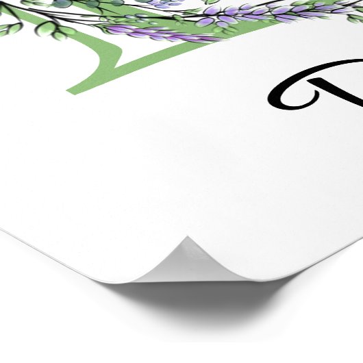 Eleganter Buchstabe D Lavender Eucalyptus Poster (Ecke)