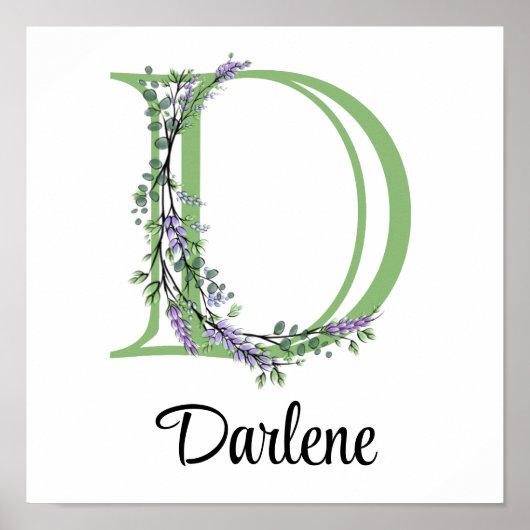 Eleganter Buchstabe D Lavender Eucalyptus Poster (Vorne)