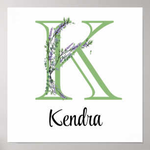 Eleganter Buchstabe K Lavender Eucalyptus Poster