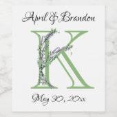 Eleganter Buchstabe K Lavender Eucalyptus Weinetikett (Einzelnes Label)