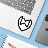 Eleganter Buchstabe XW mit Herz Aufkleber (Laptop mit iPhone)