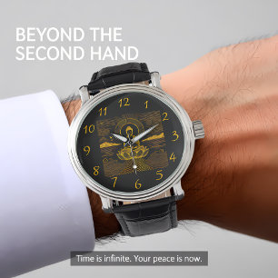 Eleganter Buddha, umgeben von Wellen und Bergen Armbanduhr