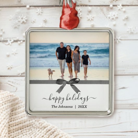 Eleganter Büffel, kariert, schwarz und weiß Ornament Aus Metall