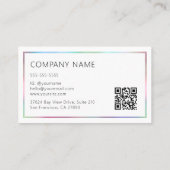 Eleganter Bunter Folienrahmen Minimal QR Code Visitenkarte (Rückseite)