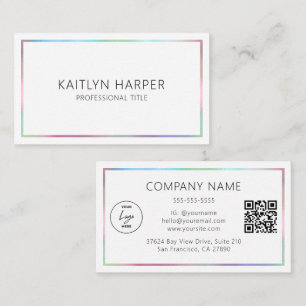 Eleganter Bunter Folienrahmen Minimaler Logo QR-Co Visitenkarte