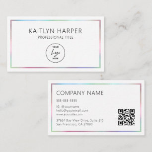 Eleganter Bunter Folienrahmen Minimaler Logo QR-Co Visitenkarte
