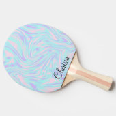 eleganter bunter rosa blauer lila weißer Marmor Tischtennis Schläger (Seitenansicht)