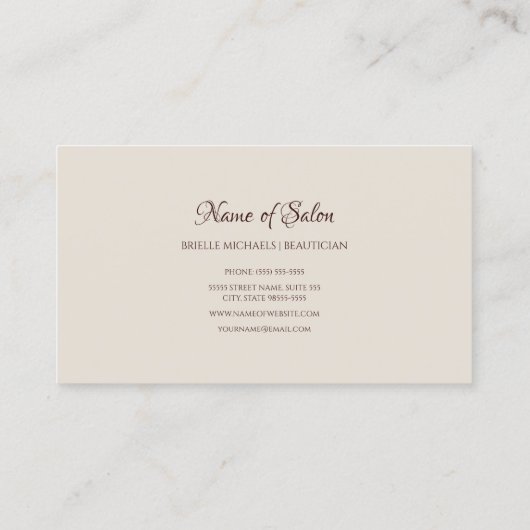 Eleganter Burgund Blumen Glitzer Beauty Salon Visitenkarte (Rückseite)