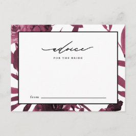 Eleganter Burgund Botanischer Rat für die Braut Hinweiskarte